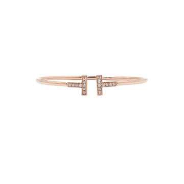 TIFFANY & CO 18P Diamant T Narrow Wire Bracelet M Größe aa64517 157216663