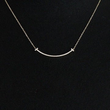 TIFFANY & CO 18K Gelbgold 01 Karat Pavé Diamant Kleine T-Lächeln Damen Anhänger Halskette aa64070 157216675