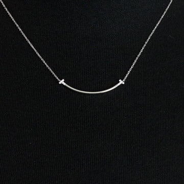 Tiffany & Co 18K White Gold 10P Diamond Small T Smile Women's Pendant Necklace aa64437 157216710