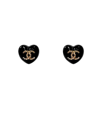 CHANEL Black Heart CC Earrings 61320 157232124