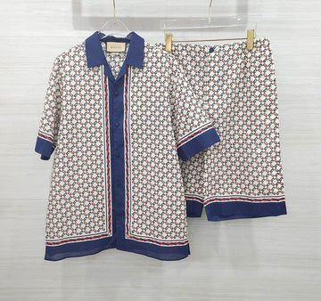 GUCCI Druck-Moslin-Bowlinghemd-Shorts-Set 157240199
