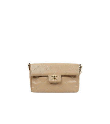 CHANEL Beige Quilted Flap Shoulder Bag 60899 157265994