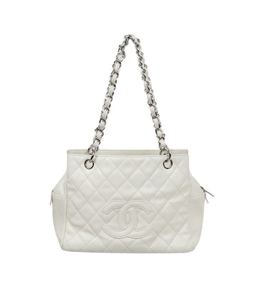 CHANEL Weißes Kaviar Schultertasche 59490 157266018