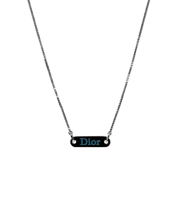 Dior Blue Plate Silver Necklace 54385 157268495