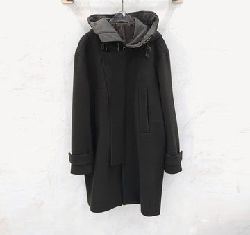 JUUN.J Kakifarbener zweifarbiger Reißverschluss-Hoodie-Mantel 153899982