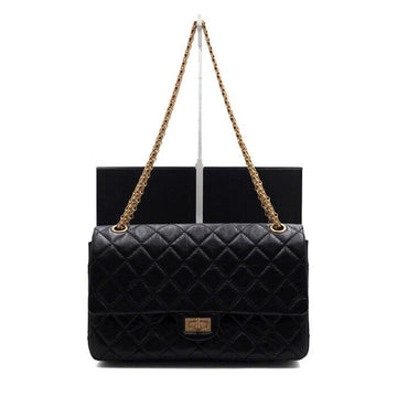 CHANEL Vintage 2.55 Large Flap Black Chain Shoulder Bag A37587 157312236