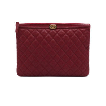 CHANEL Boy Caviar Clutch Bag in Red A84406 157312257