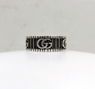 Gucci Double G Detail Silver Ring Size 19 551899 146990084