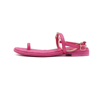 CHANEL Quilted Hot Pink Gold CC Women's Flat Sandals aa64921 157333362