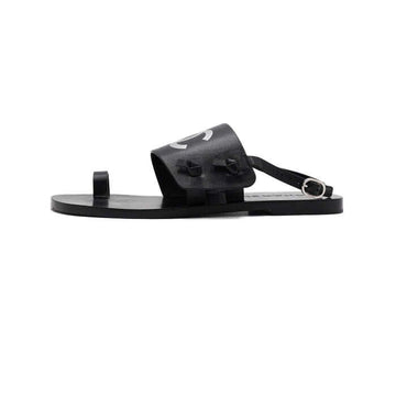 CHANEL Black CC Logo Printed Women's Flat Sandals G36885 157333371