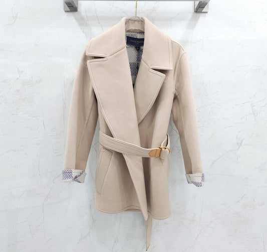 Louis Vuitton Damier Azur Hooded Wrap Coat 109393821