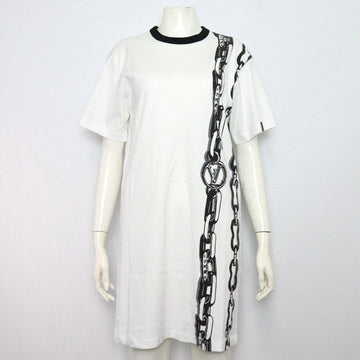 LOUIS VUITTON Kettendruck Kurzarmkleid aus Baumwolle in Weiß 1A9NPZ 157334573