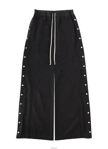 Rick Owens Wide Pusher Pants Black Cotton Canvas DU01F4393 CVS 09 157337220