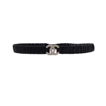 CHANEL Black Elastic Crystal Gold Women's Belt 22SS AA64924 157339649