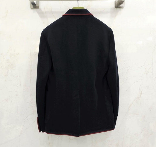 GUCCI gg GG ロゴ刺繍トリミングネイビーブレザージャケット 590578 122556079