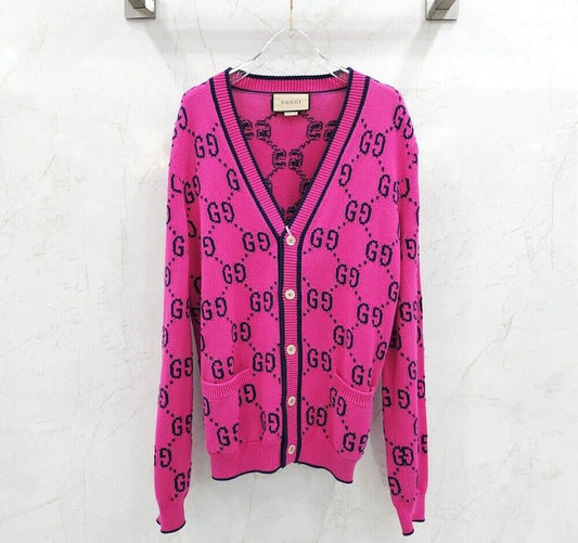 Gucci Pink GG Logo Cotton Cardigan 124411696