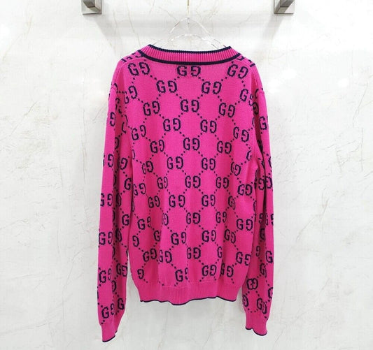 Gucci Pink GG Logo Cotton Cardigan 124411696