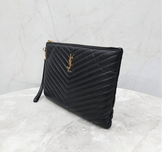 SAINT LAURENT マトラッセレザー ストラップ クラッチ 120344685