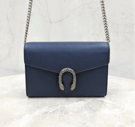 GUCCI ネイビー ディオニソス ミニ レザー チェーンバッグ 401231 123522859