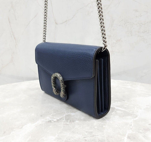GUCCI ネイビー ディオニソス ミニ レザー チェーンバッグ 401231 123522859