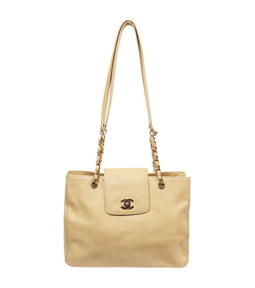 CHANEL Beige Caviar CC Chain Shoulder Bag 60357 157385223