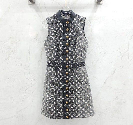 LOUIS VUITTON モノグラムデニムボタンタブドレス1AAUPJ 124411593