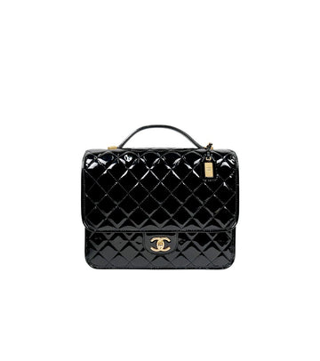 CHANEL Black Patent School Memory Backpack 60411 157392930
