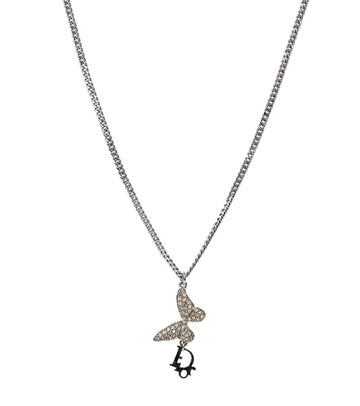 Dior Cubic Butterfly Oblique Silver Necklace 62331 157392955