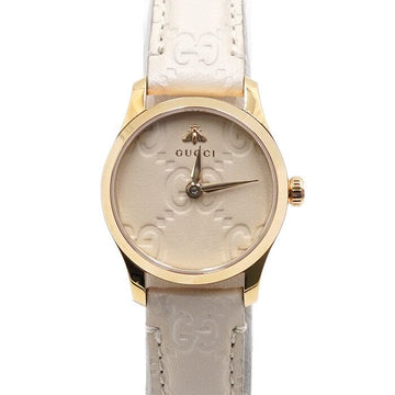 Gucci Lady's Quartz Watch with Bee Decor Dial and Leather Band 27mm 157394201