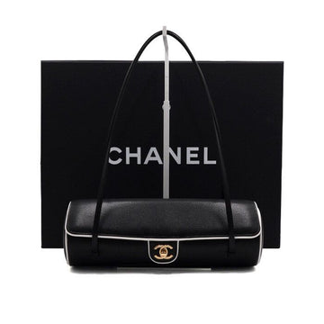 CHANEL Large Bowling Bag in Black Grained Calfskin with Gold CC Logo AS6181 157394302