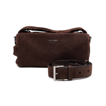 Prada Brown Suede Lettering Initial Logo Tote Bag and Shoulder Bag 2VH188 157394306