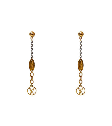 LOUIS VUITTON Logo Mania Gold Ohrringe 61831 157398530