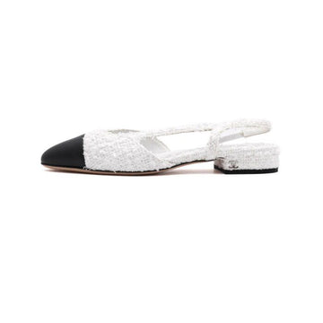 CHANEL ホワイトツートンツイードスリングバッグゴールドCCシューズ G31319 157398933 [P]