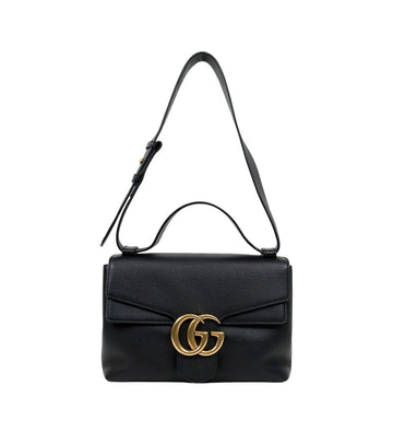 GUCCI Schwarze Leder Marmont Klappen-Schultertasche 62594 157408428