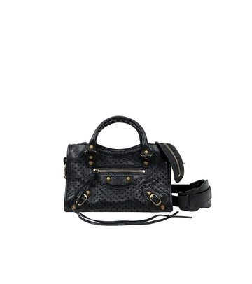 BALENCIAGA Schwarze Mini-Leder-Motorradtasche 61382 157408447