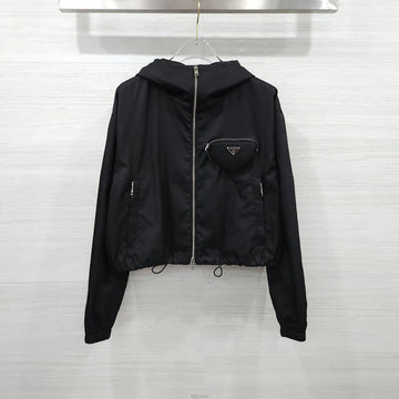 PRADA Damen Hoodie aus Nylon mit drei Logos 291965 157414386