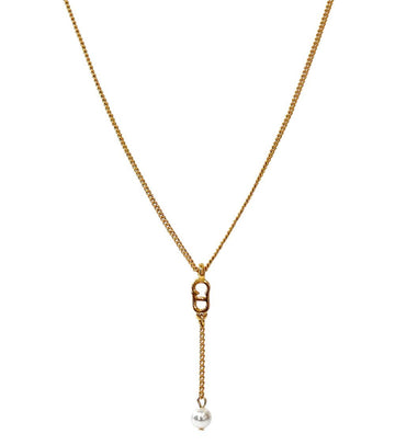 Dior Pearl Drop Vertical CD Gold Necklace 56685 157414863