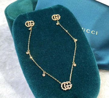 Gucci Double G Diamond Necklace and Earring Set J061802 157423298