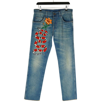 GUCCI スネーク刺繍デニムパンツ430356 14468 157431190