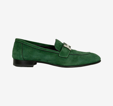 HERMES Loafer aus Wildleder in Grün AFD033223N 153392618