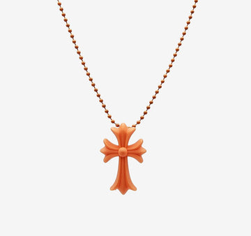 Chrome Hearts Unused Silikron CH Cross Pendant Necklace Orange 63NV4VEU 157432489