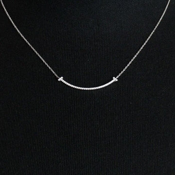 TIFFANY & CO 18K Weißgold 0,1 Karat Pavé-Diamant Small T-Lächeln Damen Anhänger Halskette 65085 157436674