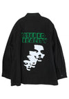 RAF SIMONS Oversized Denimjacke mit Lederpatch Schwarz 222723100320099 37119619 [P]