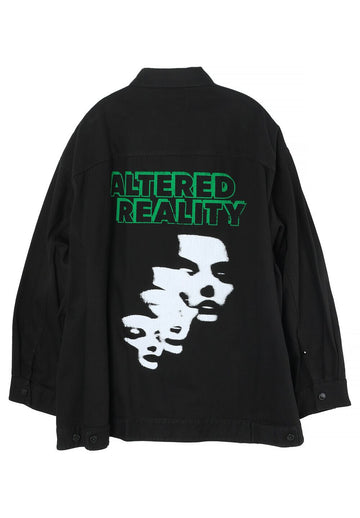 RAF SIMONS レザー パッチ オーバーサイズ デニム ジャケット ブラック 222723100320099 37119619