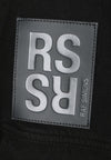 RAF SIMONS Oversized Denimjacke mit Lederpatch Schwarz 222723100320099 37119619 [P]