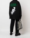 RAF SIMONS Oversized Denimjacke mit Lederpatch Schwarz 222723100320099 37119619 [P]