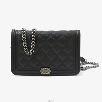 CHANEL Boy WOC Caviar Black Silver Crossbody Bag AP1117 157451635