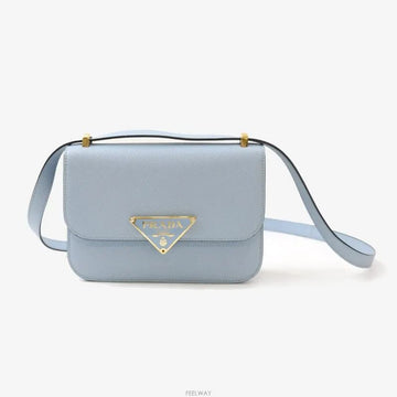 PRADA サフィアーノレザーショルダーバッグクロスバッグブルー 9243038981 157452347 [P]
