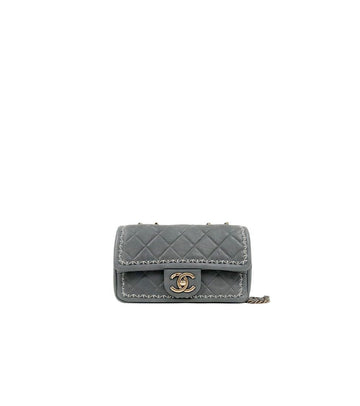 CHANEL Graue gesteppte Kette Schultertasche 61675 157521646