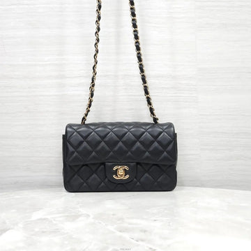 CHANEL Klassische New Mini Chain Flap Schultertasche Schwarz Gold A69900 157525706